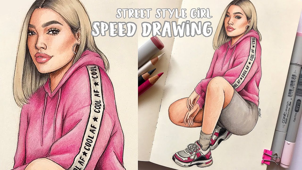 STREET STYLE GIRL 🌸 SPEED DRAWING