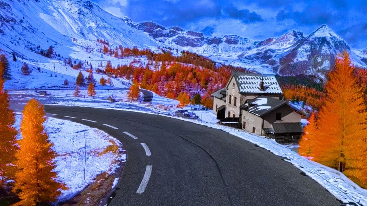 Поездка по живописным местам тихих гор 🍂 Осенние краски и первый снег — Коль-д'Изоар [4K 60]