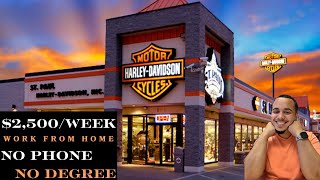 HARLEY DAVIDSON IS PAYING $2,500/WEEK | WORK FROM HOME | REMOTE WORK FROM HOME JOBS | ONLINE JOBS