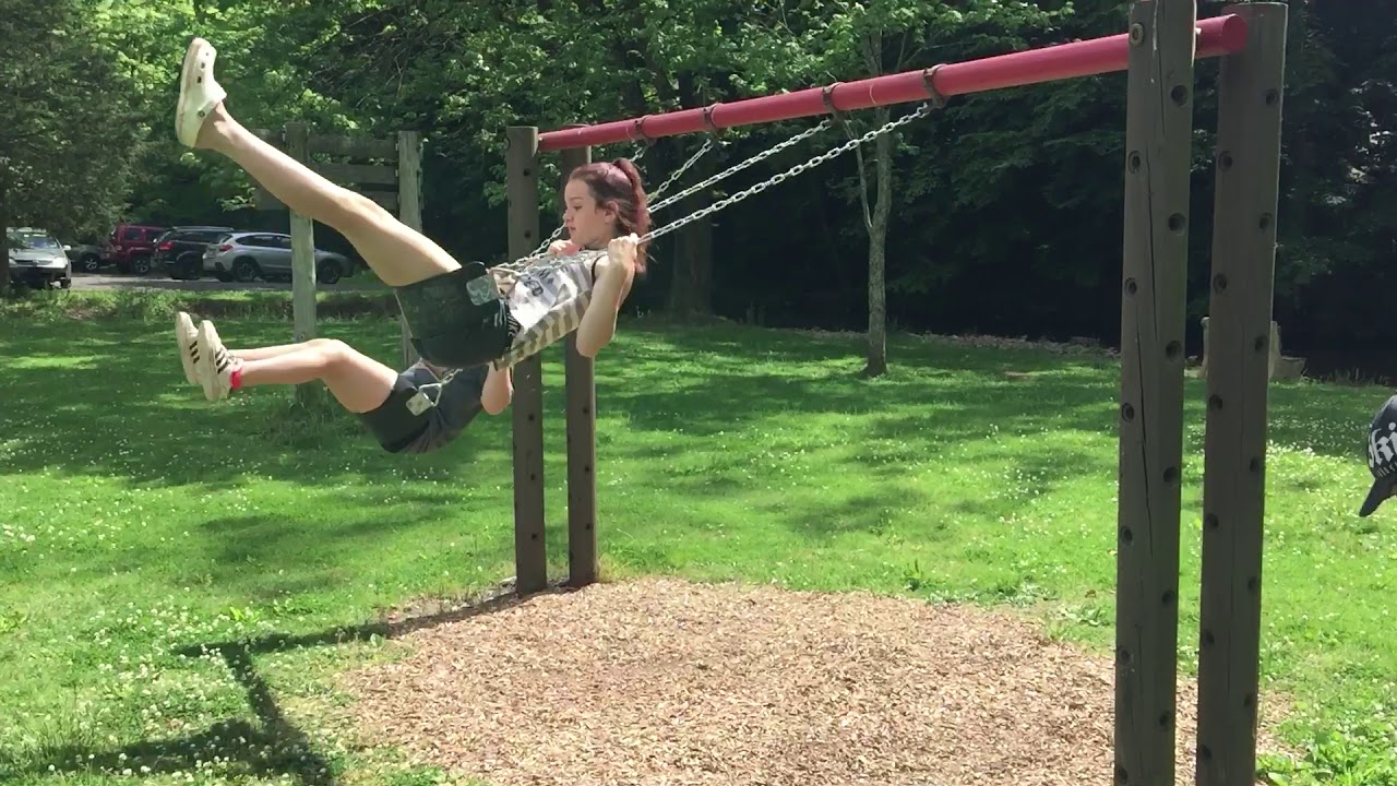 Tori and Lauren Jumping off the Swings YouTube