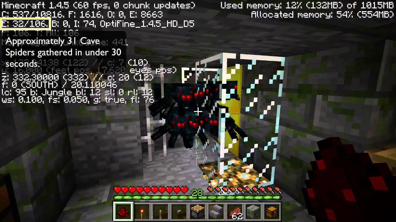 Minecraft Cave Spider XP Farm (1.4.5) |1080p|