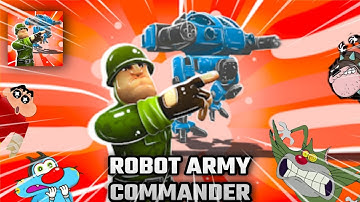 Oggy And Jack try to Max Level in Robot Army Commander Game 😱 With Bob And Shinchan 🤣 Oggy Game