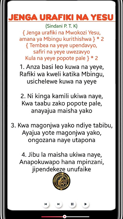 Jenga Urafiki na Yesu (lyrics) | Sindani P. T. K