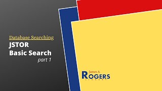JStor Basic Search Part 1