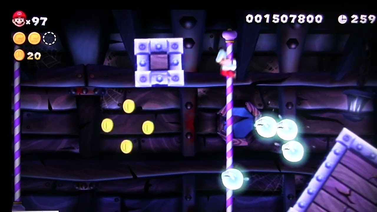 ⭐MU3-H New Super Mario Bros. U Star Coins Guide– Ghost-Infested Sunken Ship、Mint Island Haunted Dive