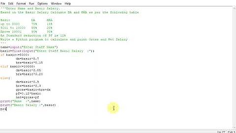Python Program to input Name and Basic Salary and Calculate Gross and Net Salary