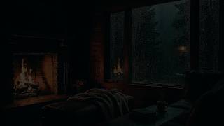 ⛈️ Fall Asleep Instantly: Ultra-Dark Off-Grid Cabin Rain & Crackling Fire ASMR (100% Ad-Free)