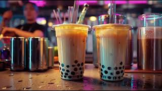 Neon Night Bubble Tea Ambience Cozy Rainy Street Vibes | Urban Relaxation screenshot 1