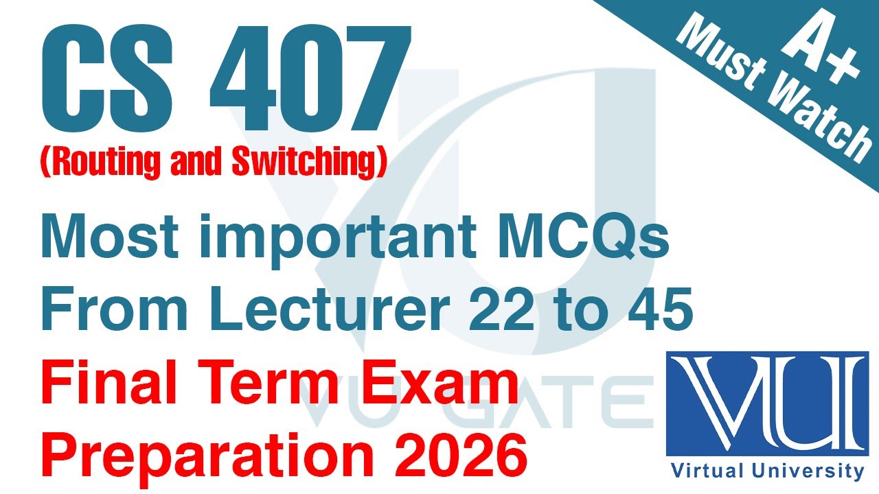 CS407 Final Term Preparation 2026  Important Solved MCQs & Concepts  VU Gate