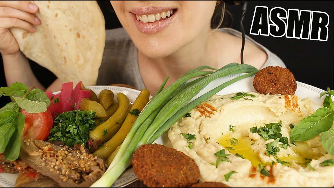 ASMR FALAFEL HUMMUS PLATE VEGGIES LEBANESE FOOD | MUKBANG EATING SOUNDS No Talking 먹방 | Kasmia ASMR