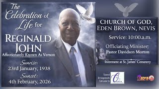 The Celebration of Life for Reginald John "Vernon" | 10:00am - March 21, 2026 | COG, Eden Brown