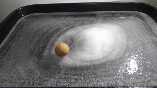 Frozen Wooden Tippy Top on Wet Flat Ice