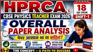 HPRCA CBSE Physics Teacher Exam 2026 | Shift-1 Paper Analysis | पेपर आसान था या कठिन? |Exam Analysis