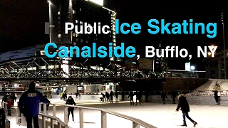 Ice Skating at Canalside, Buffalo, NY at night