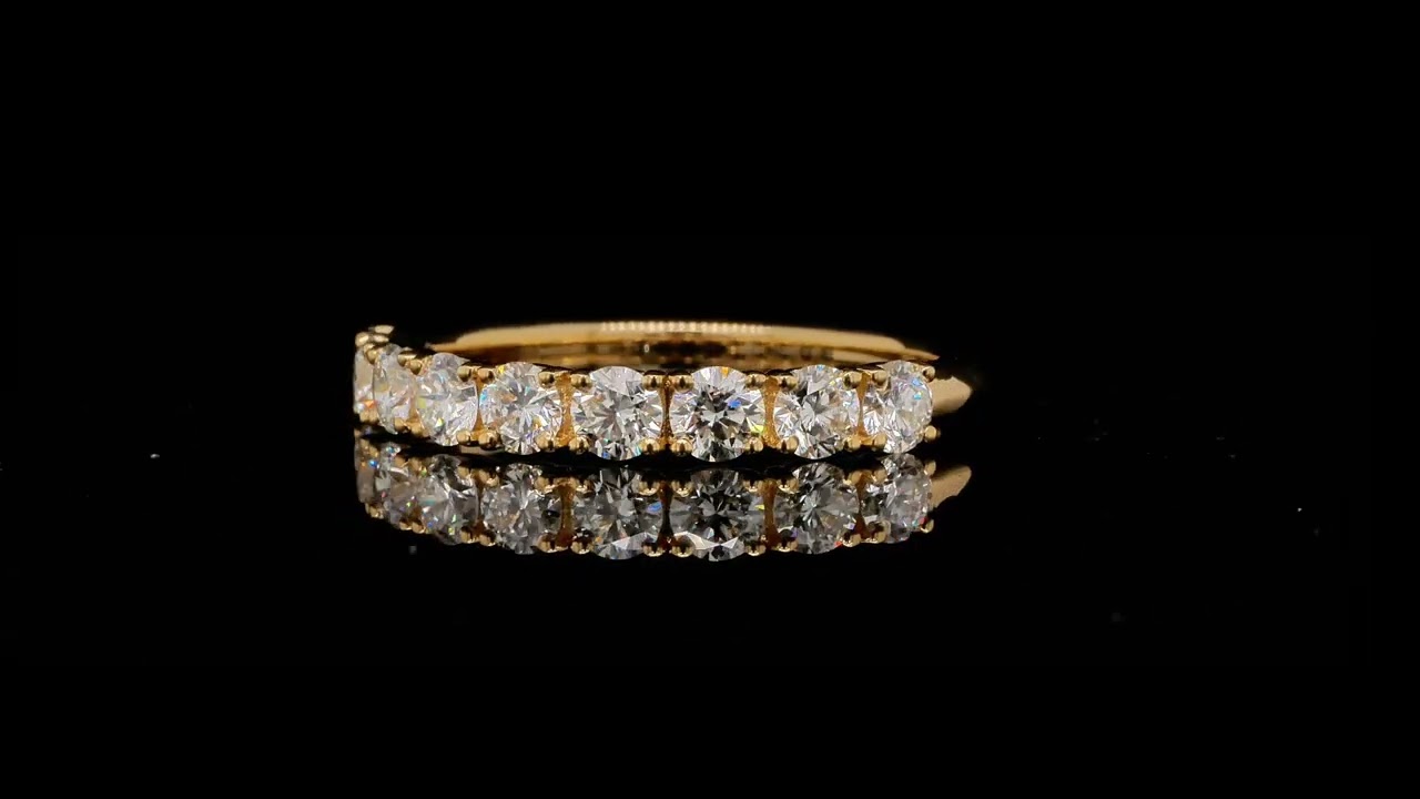 Yellow Gold Ring With 0.82 Ct Round Brilliant Cut Diamonds D-F Vs - Orogem Jewelers