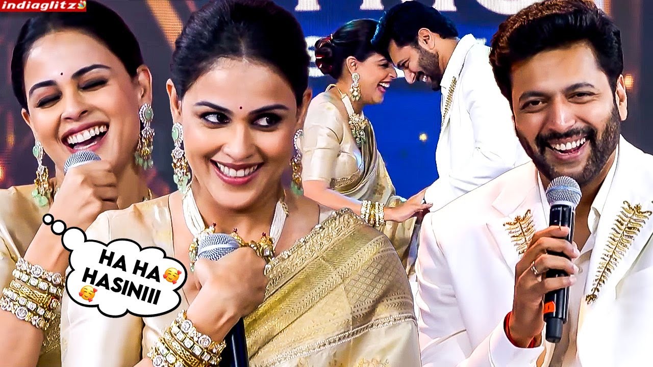 Genelia & Jayam Ravi Recreates Santhosh Subramaniam Cute Scene 🥰 Ravi Mohan Studios Launch