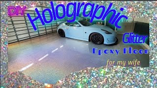 DIY Holographic Glitter epoxy garage floor