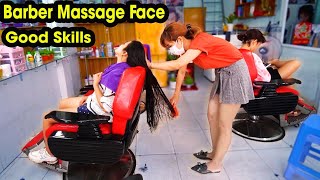 Vietnam Massage Barber Shop ASMR Massage Face & Wash Hair with Girl very Relax in Street