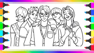 KPOP DEMON HUNTERS Hunters Coloring Pages How to Color Step by Step SAJA BOYS - NCS Music