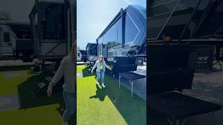 This luxury fifth wheel toy hauler has TWO office spaces 😳 #rv #luxurytravel