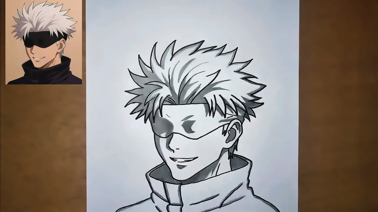 Easy anime drawing | how to draw Satoru Gojo form Jujutsu Kaisen step by step