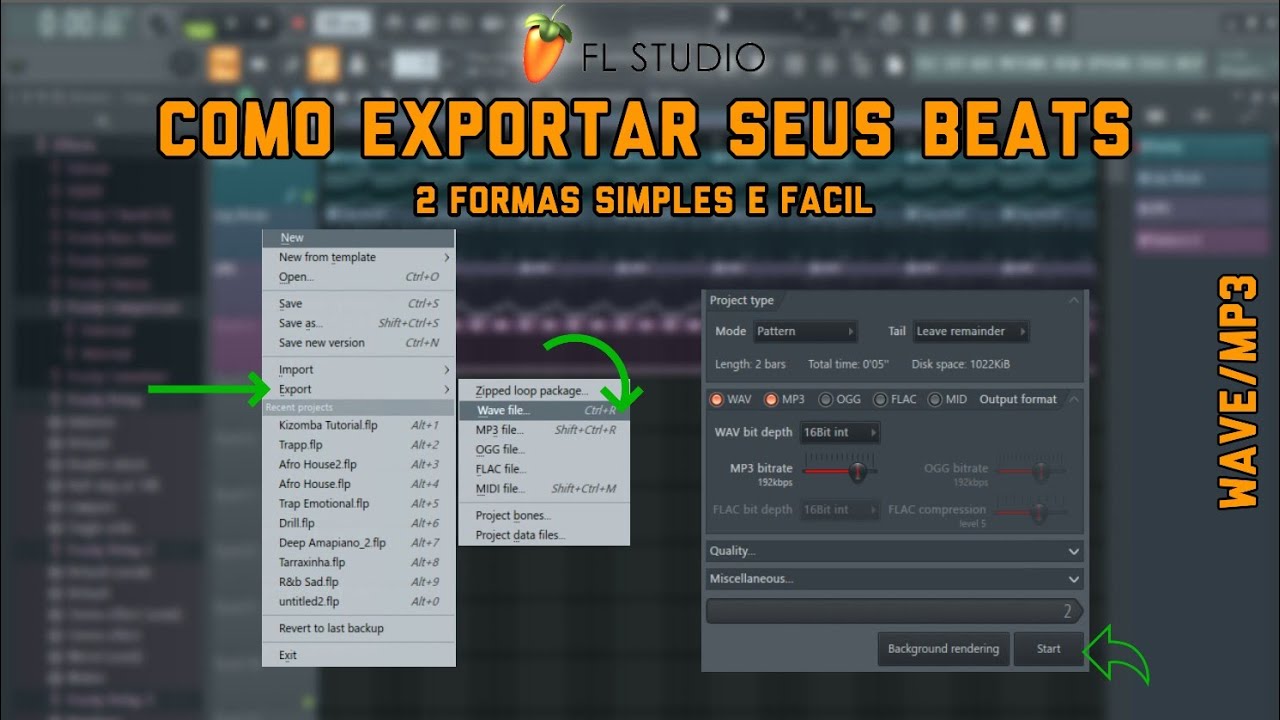 Como Exportar Seus Beats em Wave ou MP3 no FL Studio (Iniciantes)
