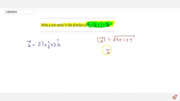 Write a unit vector in the direction of  vec b=2 hat i+ hat j+2 hat kdot | 12 | ALGEBRA OF VECTO...
