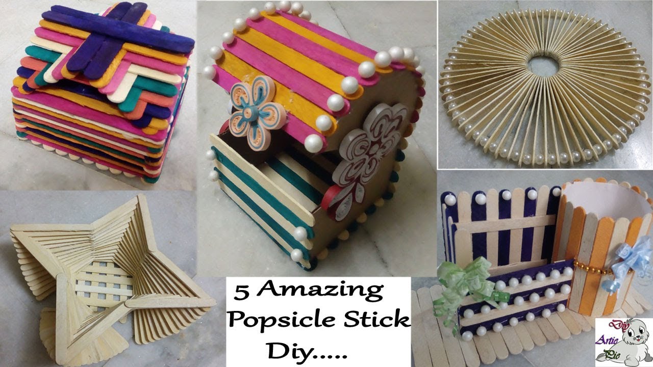 5 AMAZING IDEAS WITH PALETTE STICKS / CRAFTS WITH ICE CREAM STICKS 