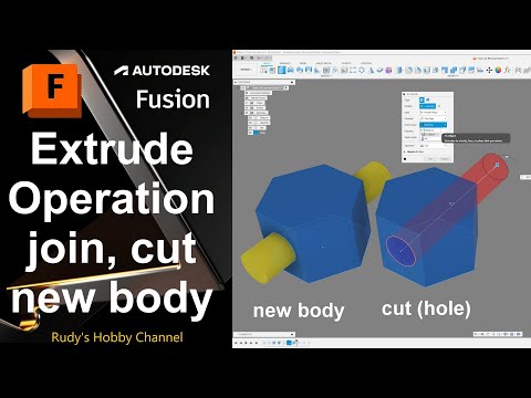 Autodesk Fusion 360 25 Extrude Operation (join, cut, intersect, new body, new component)