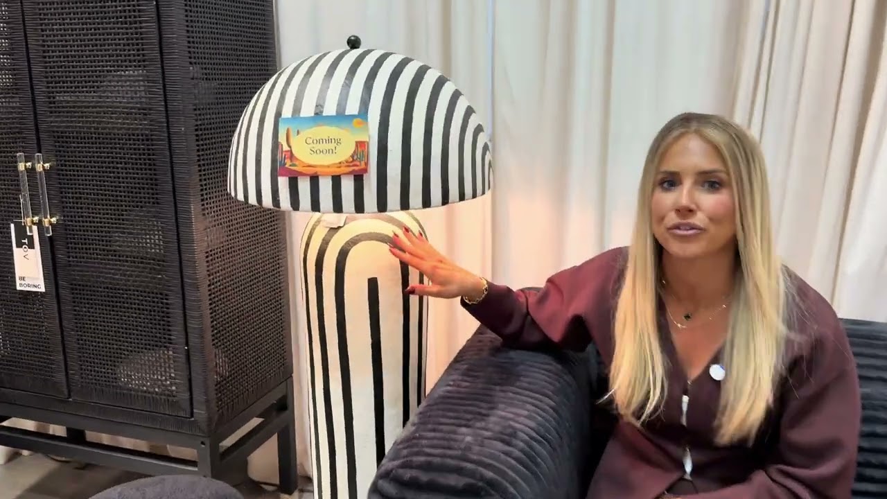 Maiori Black Striped Papier Mache Floor Lamp | TOV Furniture