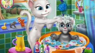 Кошка Анжела купает малыша.Мультики 2016.My Talking Angela Android.Игры для детей Кошка Анжела купает малыша.Мультики 2016.My Talking Angela Android.Игры для детей