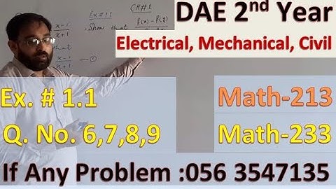 Lec. 3 | DAE Second Year Maths | Exercise 1.1 | Q. No. 6, 7, 8,9 | Functions & Limits | Chapter 1 |