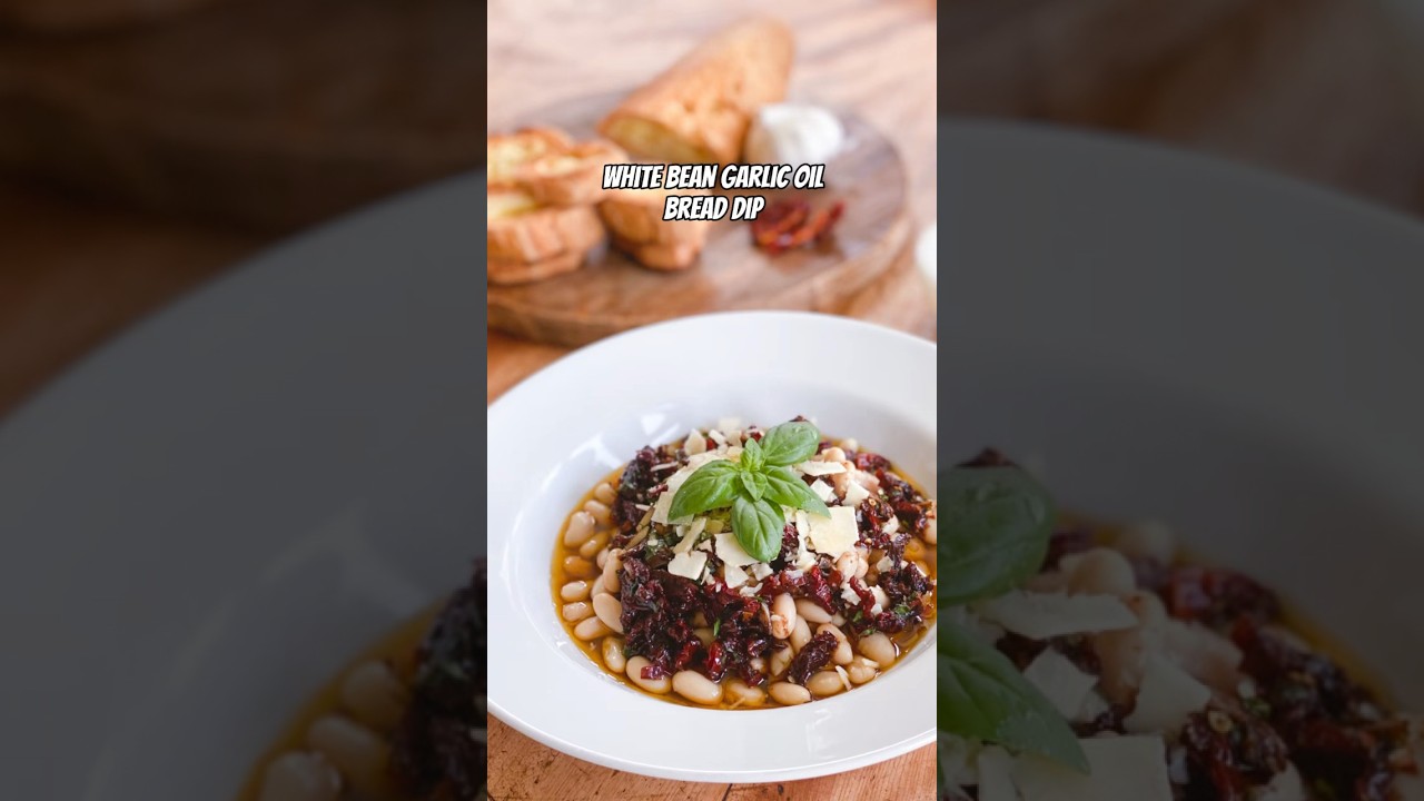 White Bean Garlic Oil Bread Dip #recipe #shorts  #glutenfree #food #oil #bean