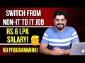 Switch from Non IT to IT Job, Minimum 6 LPA Salary, No Experience, and No Programming