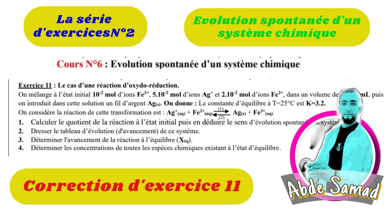 Correction de l'exercice 11 sur l'Evolution spontanée d'un système