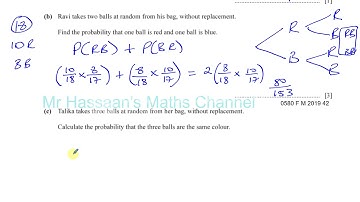 0580/42/F/M/19 (IGCSE), March 2019, Paper 42, Q3, Probability Trees