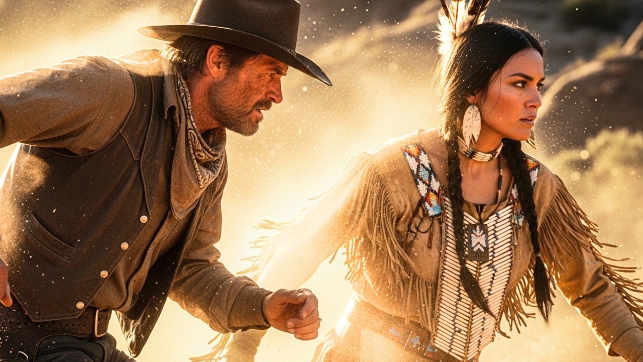 Sous la tempête, le cowboy défendit l’apache women contre ceux qui la voulaient morte