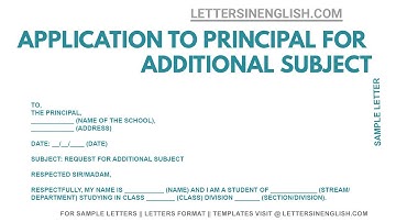 Application for Additional Subject in School - Letter To Principal for Additional Subject