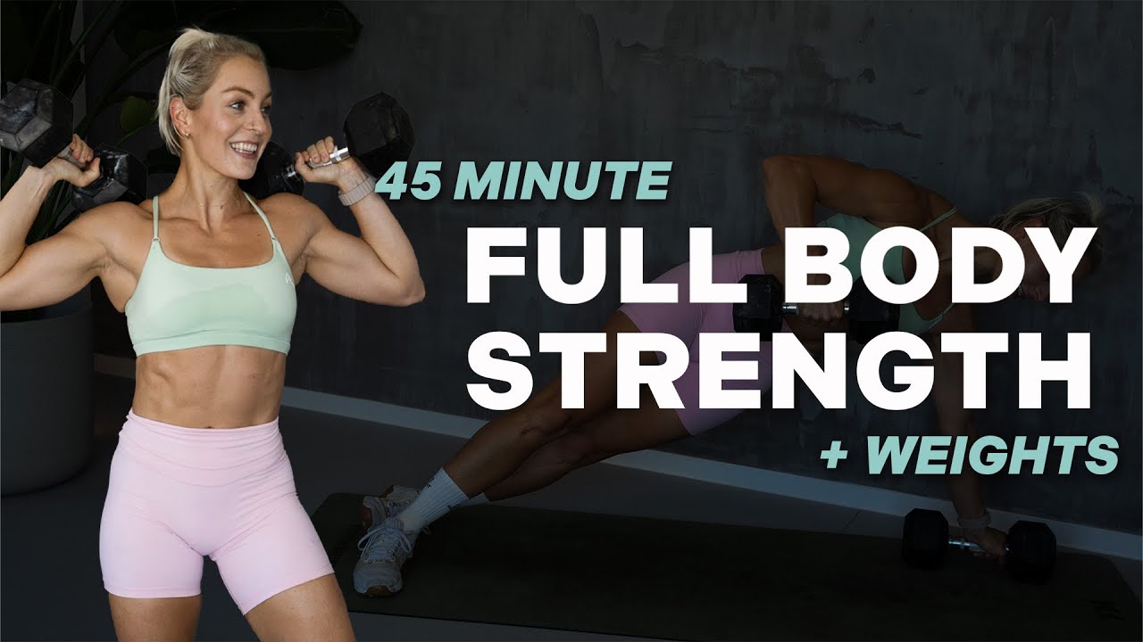 45 MIN FULL BODY STRENGTH WORKOUT | + Weights | No Jumping | With ...