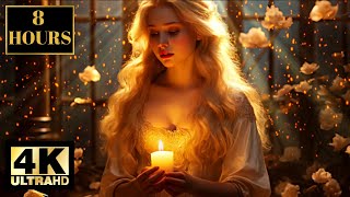 Girl Holding A Candle With Relaxing Music For Sleep, Study, Meditate Wallpaper Screensaver 4K