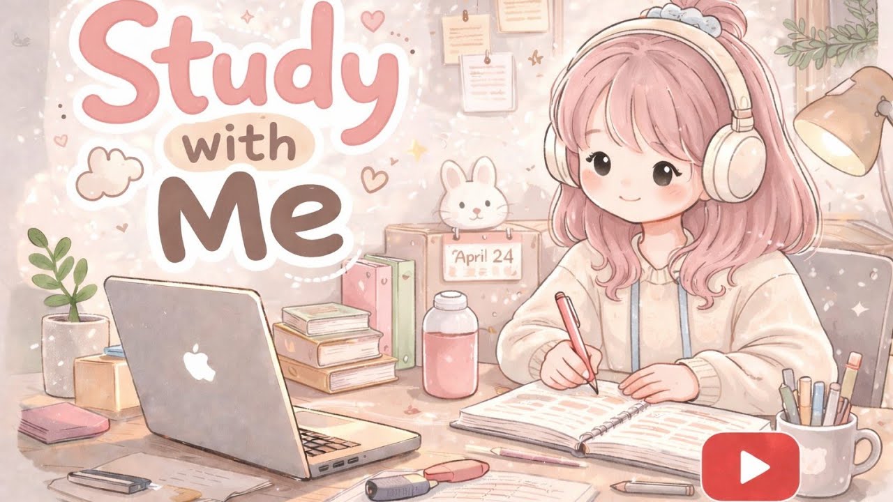 STUDY WITH ME 1HR | Background noise, no music, real time | ASMR | motivation 