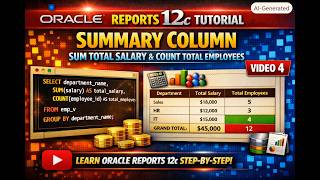4. Oracle Reports 12c | Summary Column | Sum Total Salary & Count Total Employees