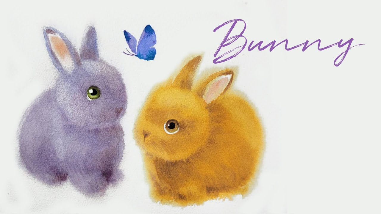 how to paint cute bunny in watercolor YouTube