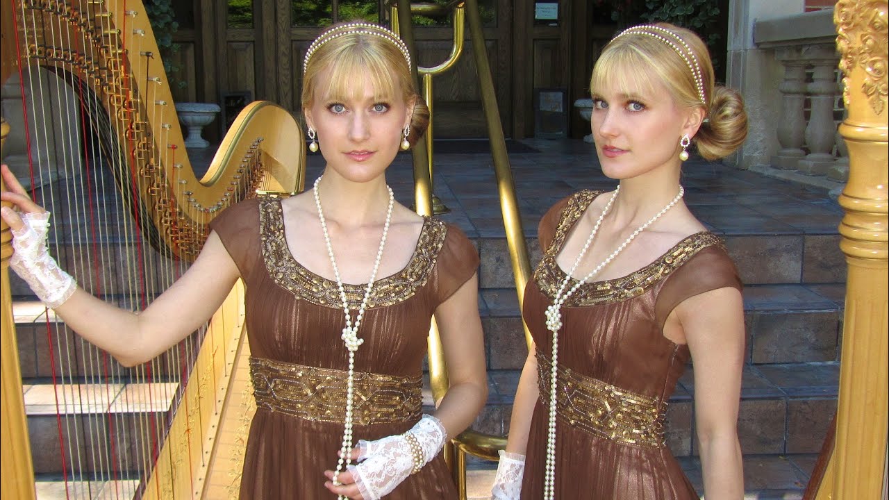 DOWNTON ABBEY Theme - Harp Twins - Camille and Kennerly