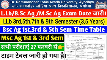 Rmlau Bsc Ag/Msc Ag Semester Exam Time Table 2024 || Rmlau LLb Semester Exam Time Table 2024 #rmlau