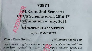 Mdu MCom 2nd Sem Management  Accounting Question Paper 2021