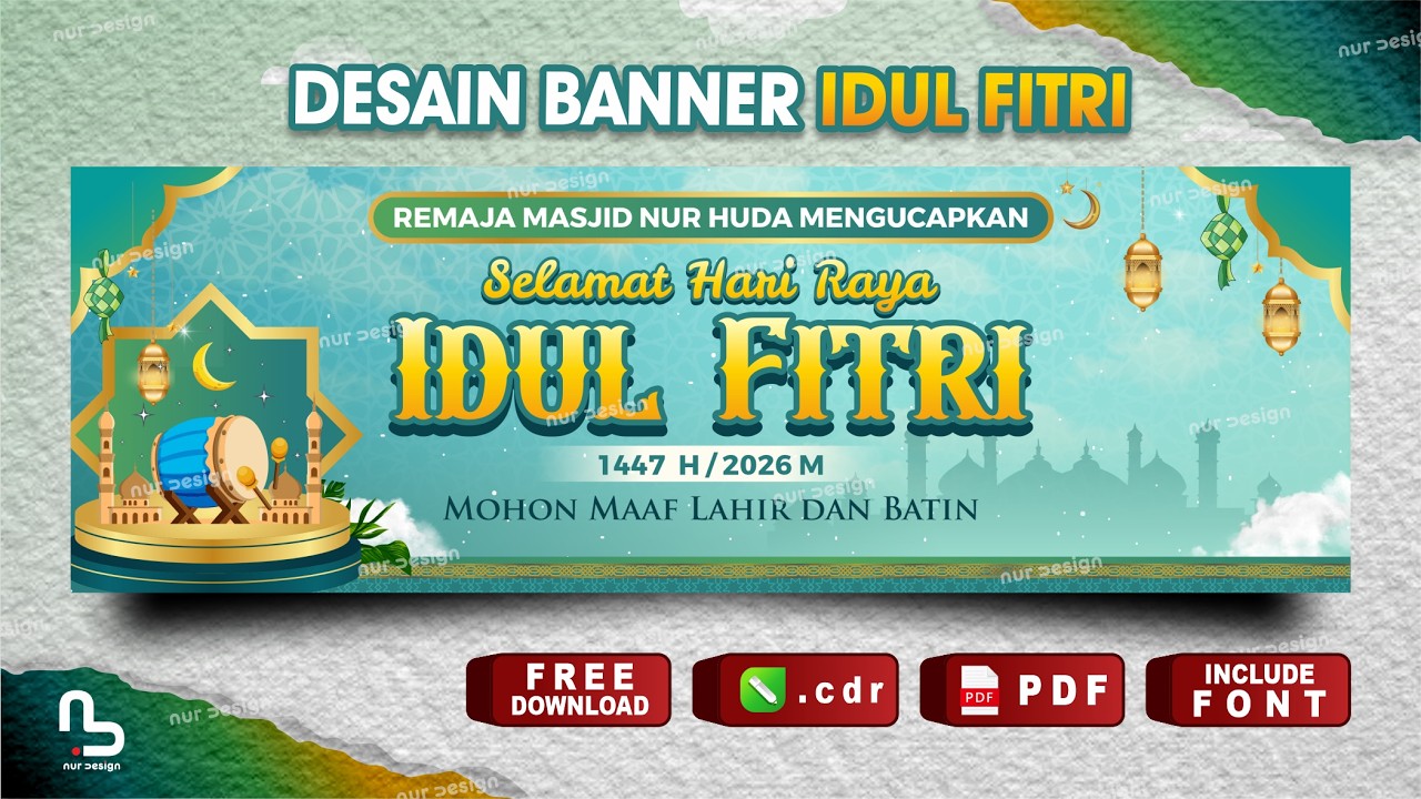 Desain Banner Idul Fitri Terbaru 2026 - Banner Ramadhan (Free CDR) #nurdesigns