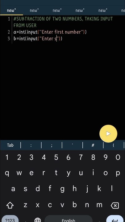 SUBTRACTION OF TWO NUMBERS USING PYTHON - YouTube
