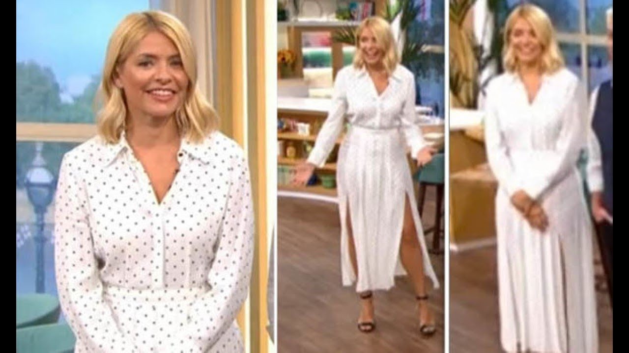 Holly Willoughby shows off toned legs in thigh splitting polka dot skirt on This Morning