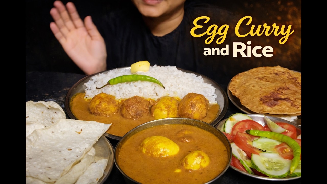 Eating Lots of Spicy Anda curry Egg + Rice +
